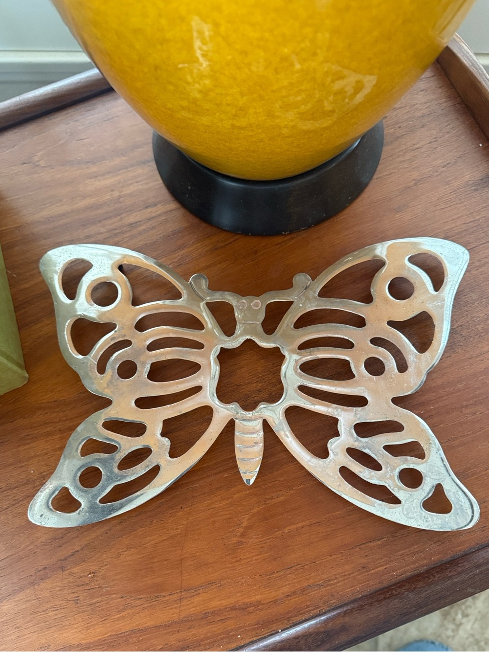 Vintage Leonard Italian Silverplate Butterfly Trivet Pot Holder Italy